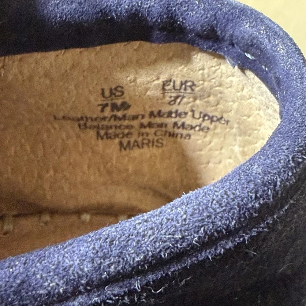 Sam Edelman MARIS Navy Blue Suede Beaded Espadrille Loafers Size 7